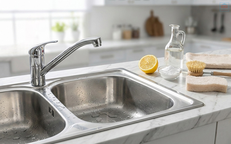 Mách bạn mẹo hay vệ sinh chậu rửa bát hiệu quả