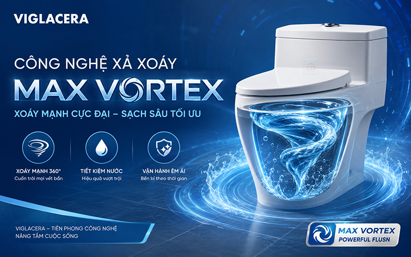 Công nghệ Max Vortex là gì? Ưu điểm nổi bật trên bồn cầu Viglacera