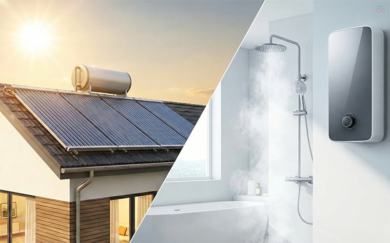 So sánh máy nước nóng năng lượng mặt trời và bình nóng lạnh