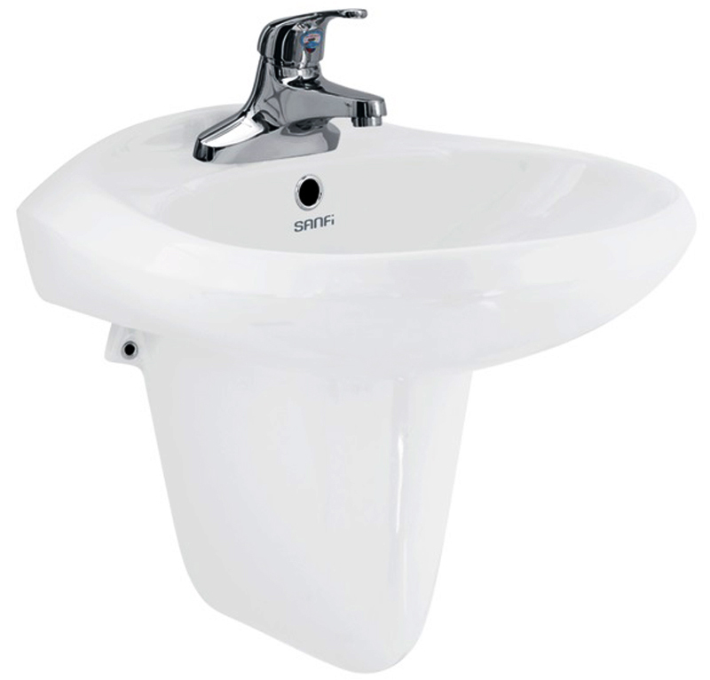 Chậu rửa treo tường Viglacera Sanfi S506 chân lửng