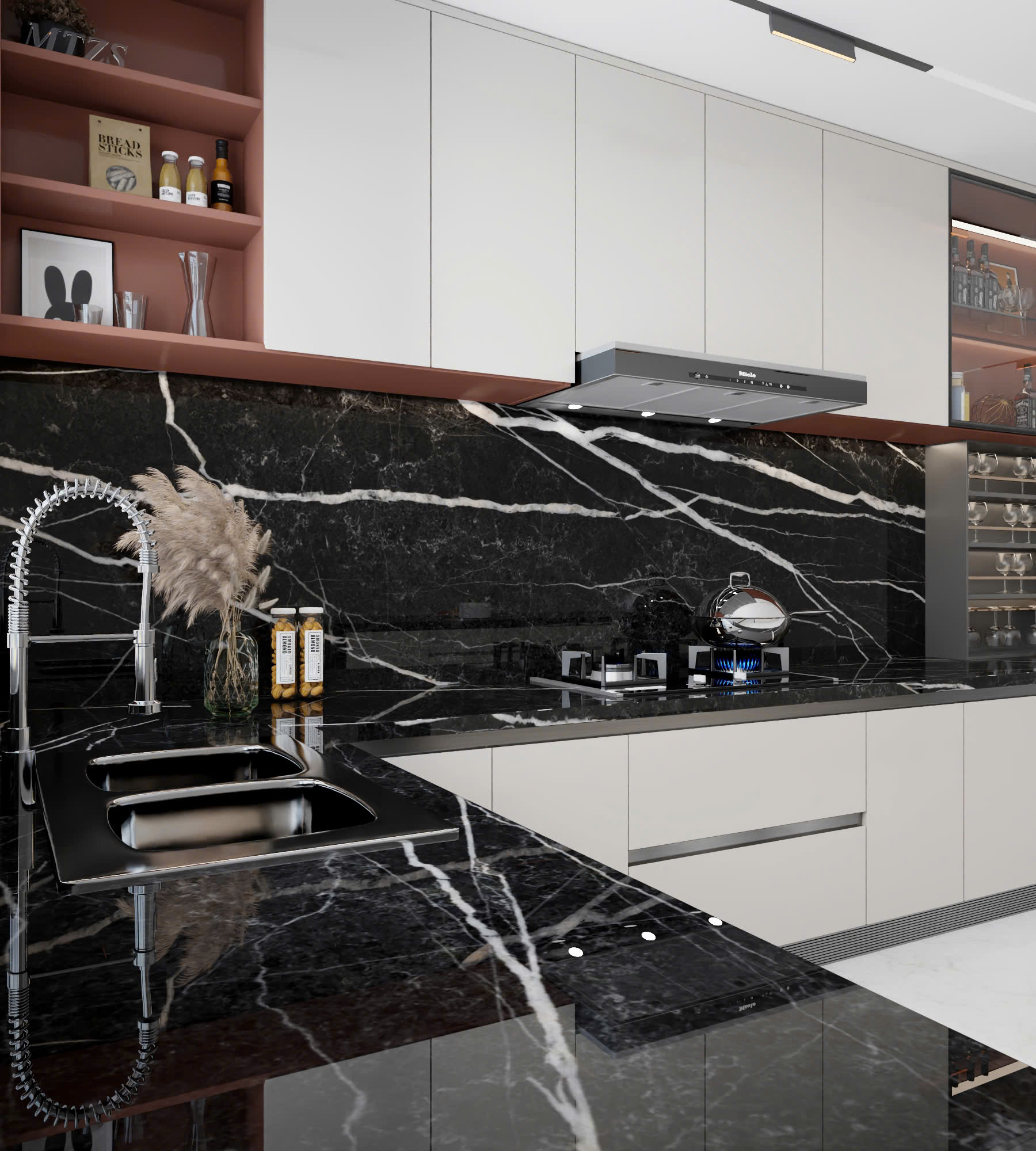 Phối cảnh đá nung kết Vasta Black Maquina