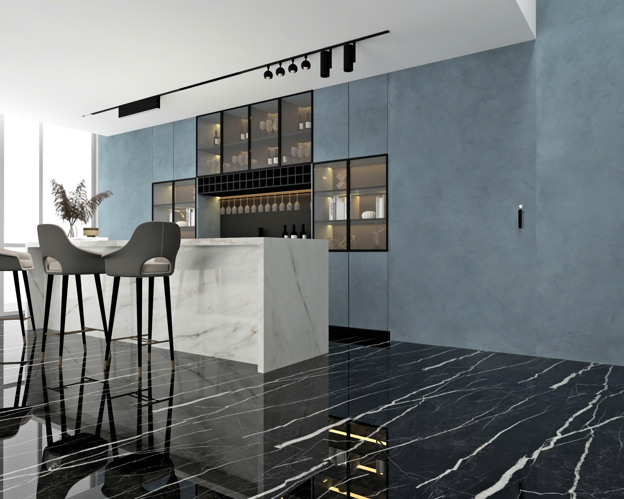 Phối cảnh đá nung kết Vasta Black Maquina