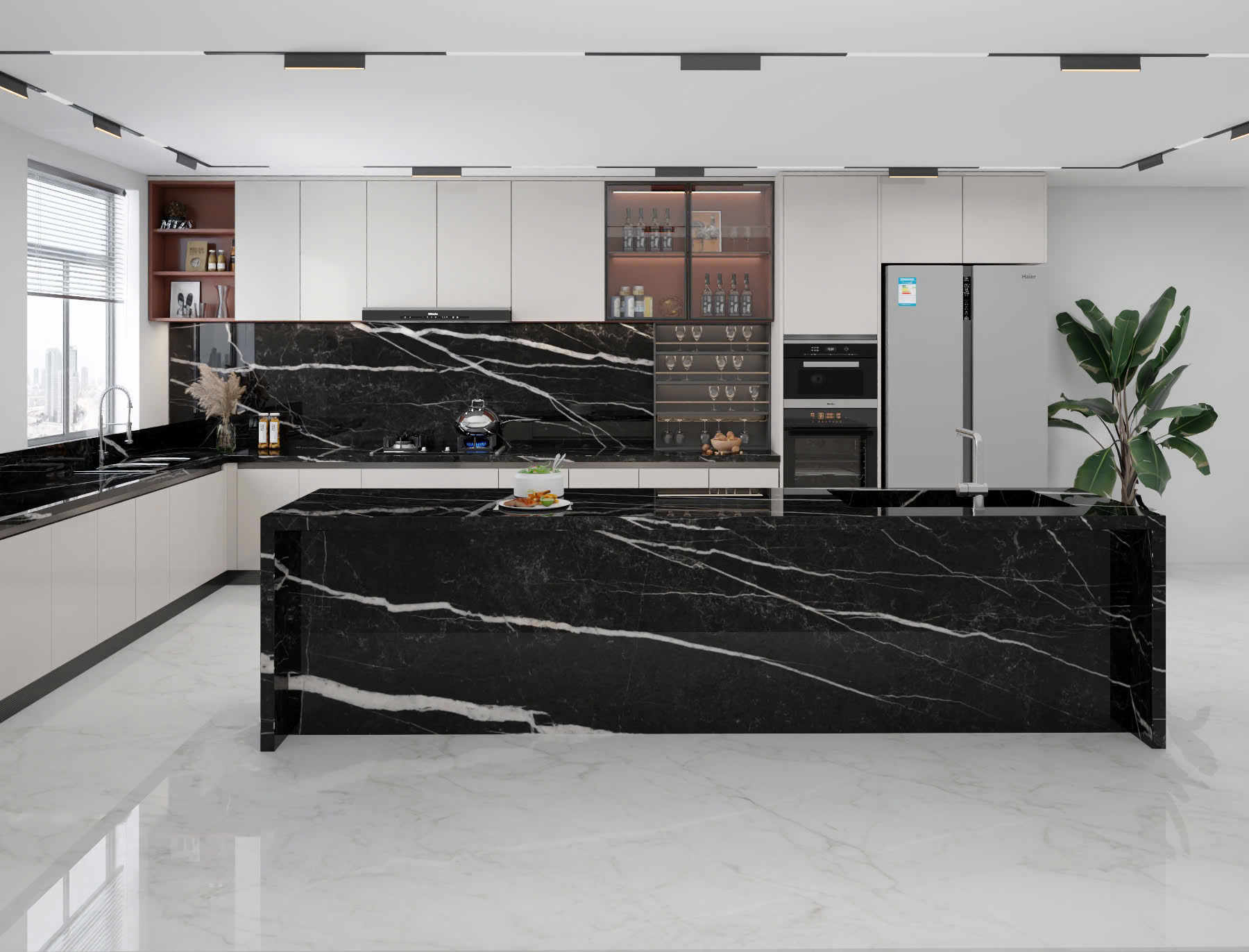 Phối cảnh đá nung kết Vasta Black Maquina