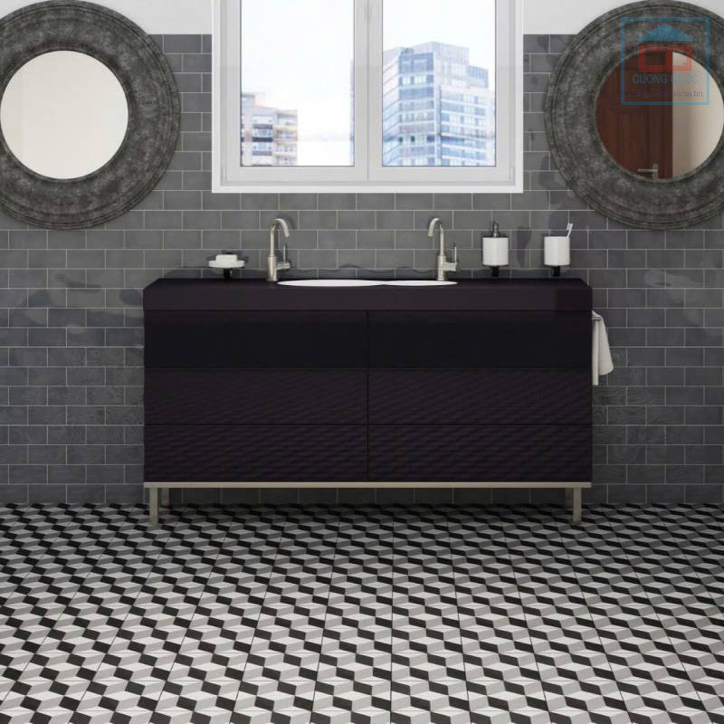 Phối cảnh gạch bông men F2091