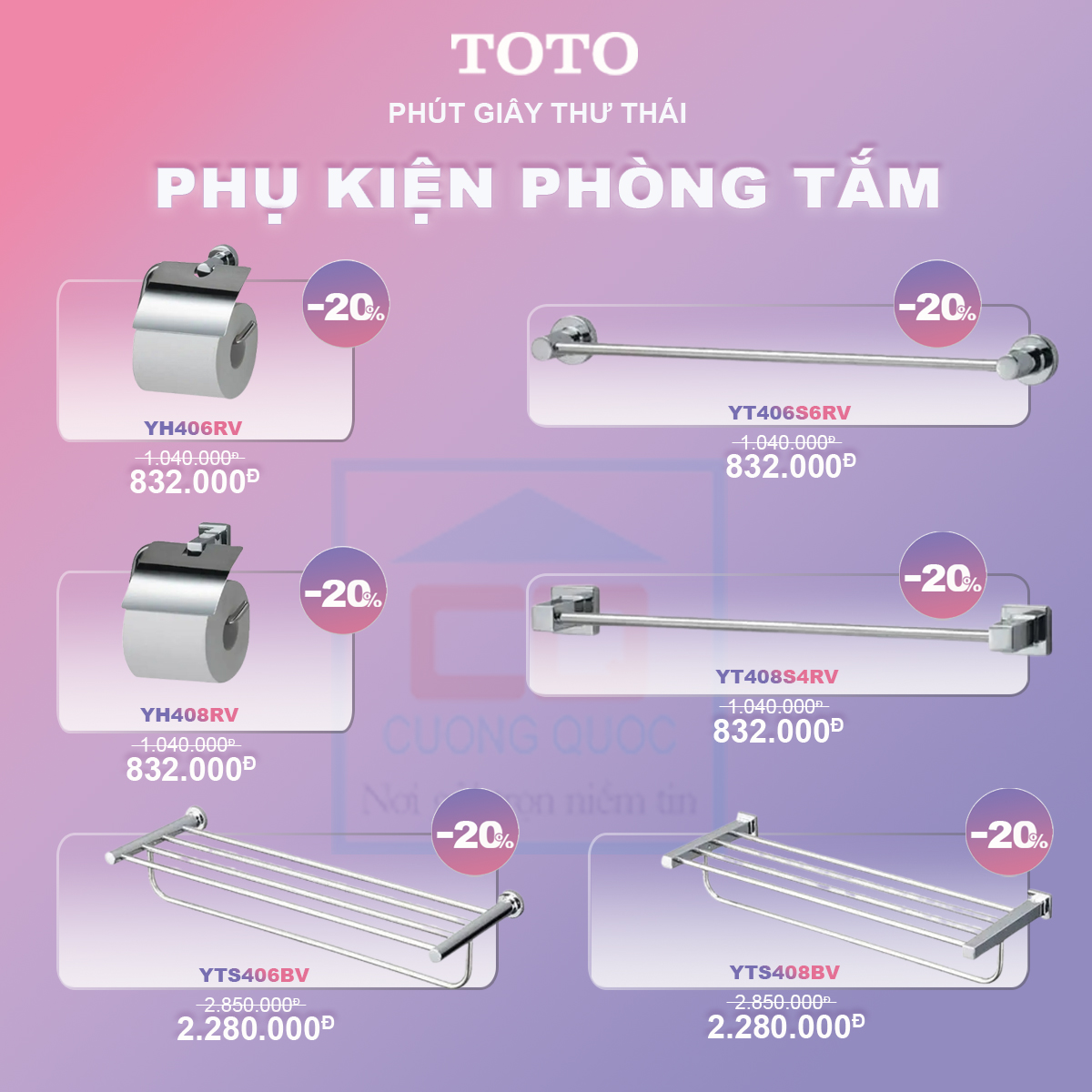 Khuyến mãi phụ kiến lô giấy và thanh vắt khăn cao cấp TOTO