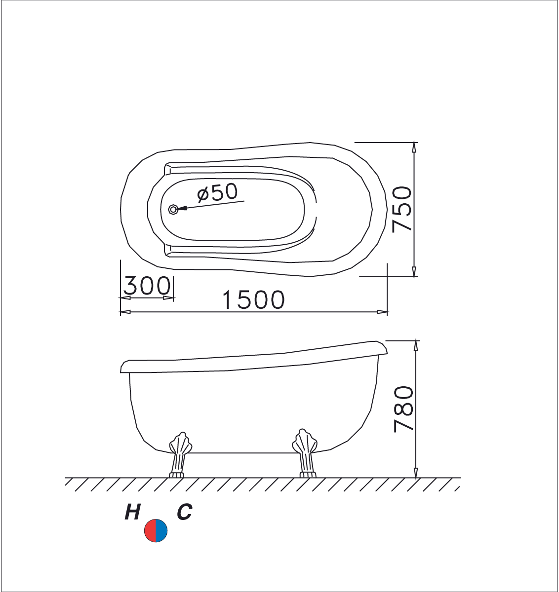 Bồn tắm ngồi cao cấp Caesar KT1150