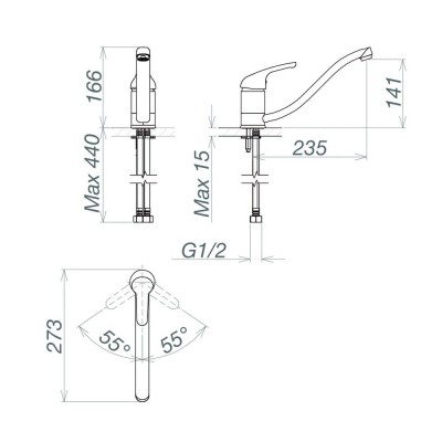 Vòi nhà bếp nóng lạnh gắn chậu Viglacera VG714