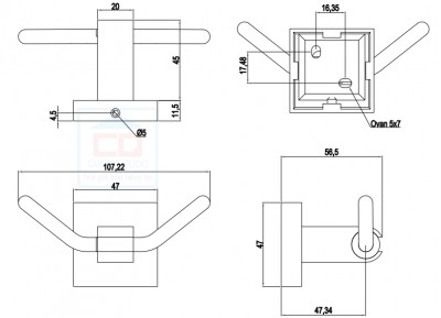 Bộ móc treo khăn Viglacera VGPK05-3 (VG9552)
