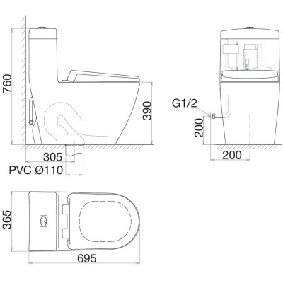 Bồn cầu két liền Viglacera V199 (BS199)