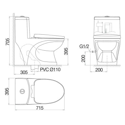 Bồn cầu Viglacera két liền V39M