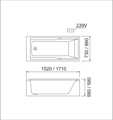 Bồn tắm Massage Caesar MT0570L(R)