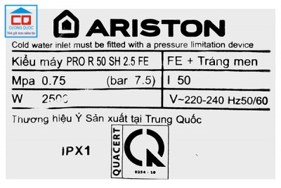 Máy nước nóng dung tích lớn Ariston Pro-R 50 lít