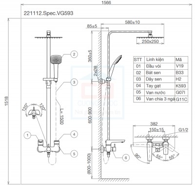 Sen tắm cây Viglacera VG593