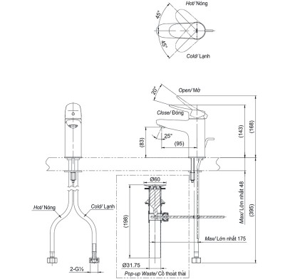 Vòi chậu gật gù nóng lạnh TOTO TLS04301V