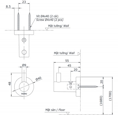 Móc treo áo TOTO YRH406V