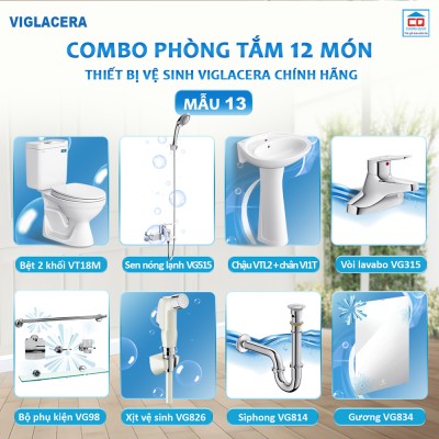 Bộ thiết bị vệ sinh kinh tế Viglacera - Mẫu 13