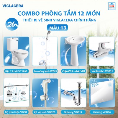 Bộ thiết bị vệ sinh kinh tế Viglacera - Mẫu 13