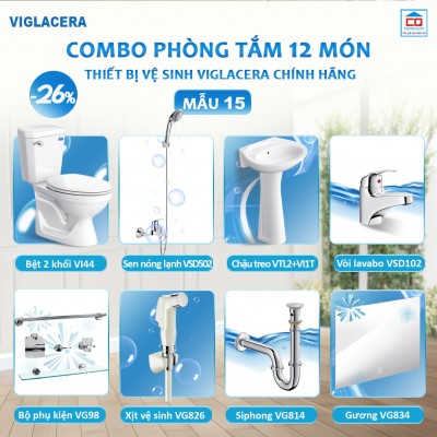 Dòng sản phẩm thiết bị vệ sinh kinh tế - Bộ Viglacera 15