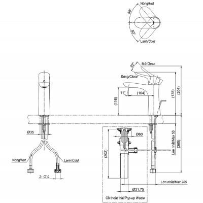 Vòi chậu lavabo nóng lạnh TOTO TLG01301V