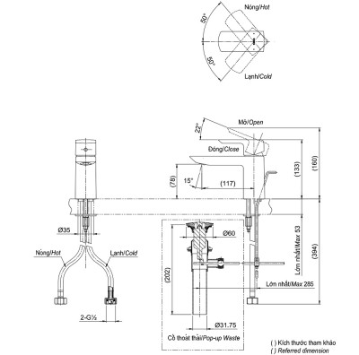 Vòi lavabo nóng lạnh TOTO TLG02301V