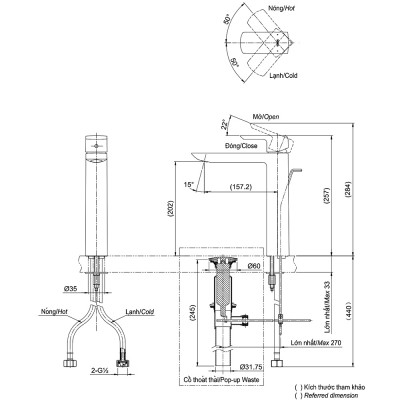 Vòi lavabo nóng lạnh TOTO TLG02307V