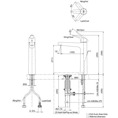 Vòi chậu lavabo đặt bàn TOTO TLG03305V