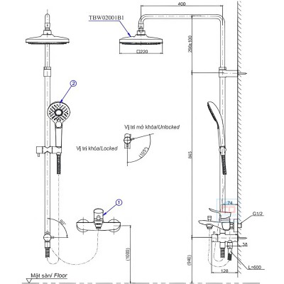 Thân sen cây TOTO TBW02001BA (TBW02001B)