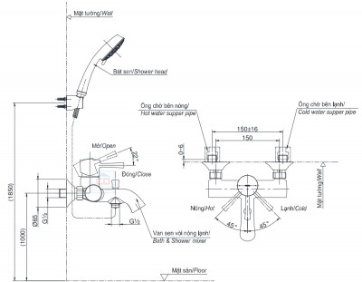 Sen tắm nóng lạnh TOTO TBS02302V/TBW02005A