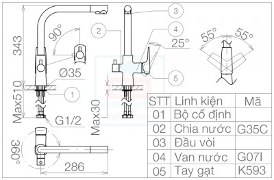 Vòi bếp nóng lạnh gắn chậu Viglacera VG713