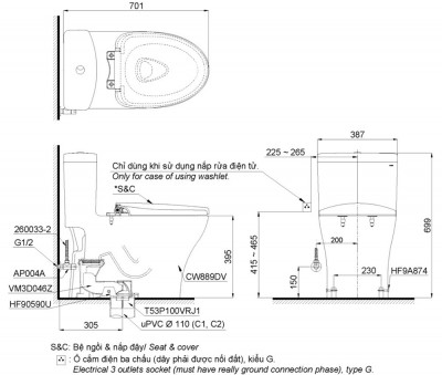 Bồn cầu một khối nắp đóng êm TOTO MS889DRT2#XW (MS889DT2)