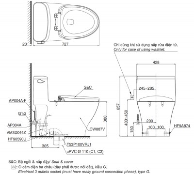 Bồn cầu một khối nắp đóng êm TOTO MS887T2 (MS887RT2#XW)