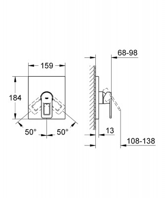 Bộ chỉnh nhiệt sen tắm âm tường Grohe 19455000