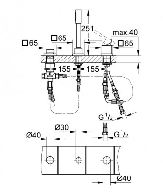 Vòi sen nóng lạnh gắn bồn Grohe 19965000