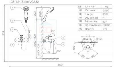 Sen tắm nóng lạnh Viglacera VG532