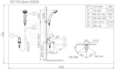 Sen tắm 1 đường nước Viglacera VG503