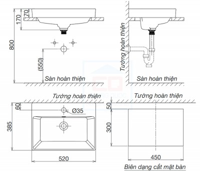 Chậu đặt dương vành Viglacera V29