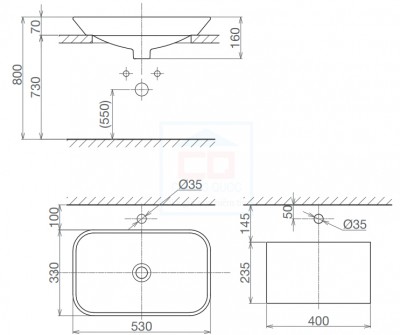 Chậu rửa lavabo đặt trên bàn Viglacera V28