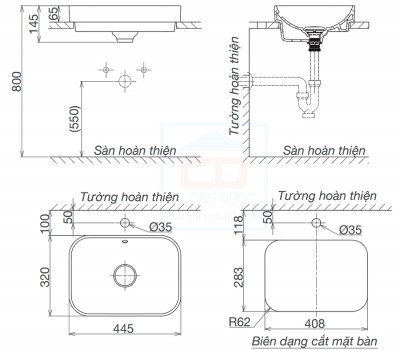 Chậu đặt dương vành Viglacera V27