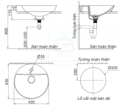 Chậu rửa đặt trên bàn Viglacera V26