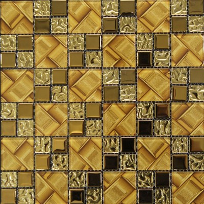 Gạch Mosaic thủy tinh mạ vàng CQMSTT005