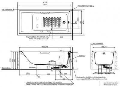 Bồn tắm TOTO PAY1720HV#W/TVBF411