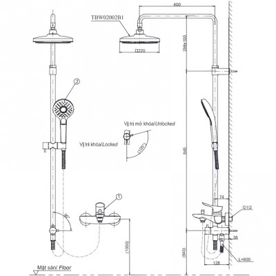 Thân sen cây TOTO TBW02002BA (Mã cũ TBW02002B1)