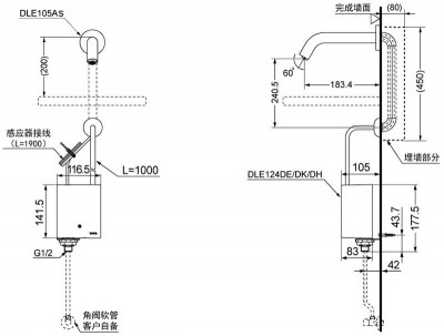 Vòi cảm ứng gắn tường toto DLE105AN/DLE124DH/DN010