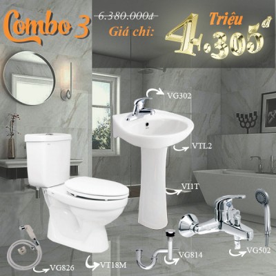 Bộ thiết bị vệ sinh Viglacera - Combo 3