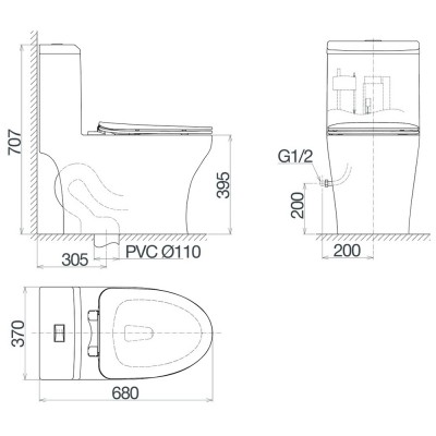 Bồn cầu một khối Viglacera V45M