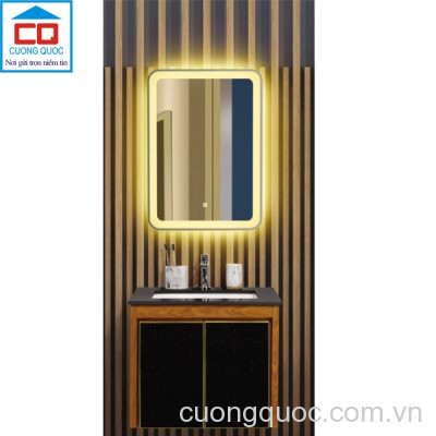 Bộ tủ lavabo thủy tinh và gương đèn led cảm ứng cao cấp QB CABINET $ MIRROR QG6002-QS160-QL929V