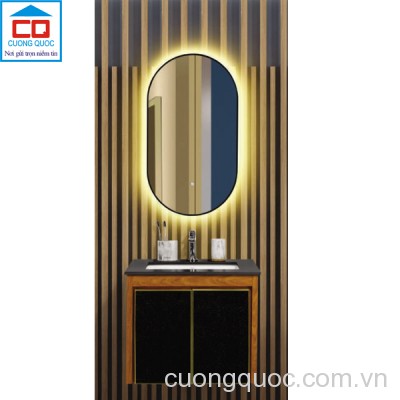 Bộ tủ lavabo thủy tinh và gương đèn led cảm ứng cao cấp QB CABINET $ MIRROR QG6002-QS160-QL932V