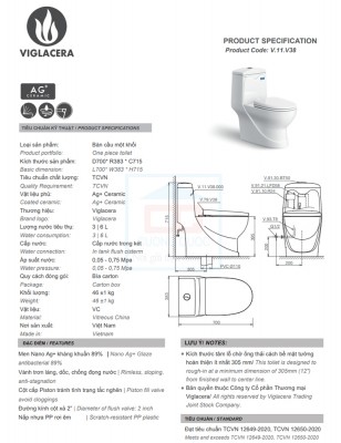 Bồn cầu két liền Viglacera V38