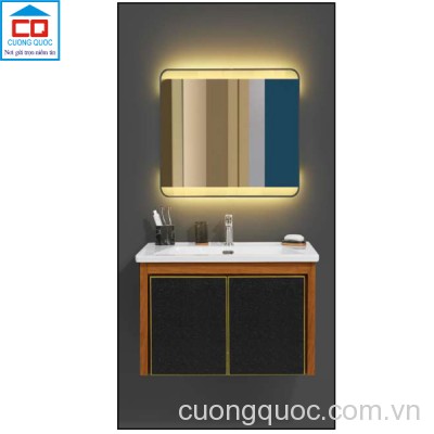 Bộ tủ lavabo thủy tinh và gương đèn led cảm ứng cao cấp QB CABINET $ MIRROR QG8002-QC280HT-QL930V7