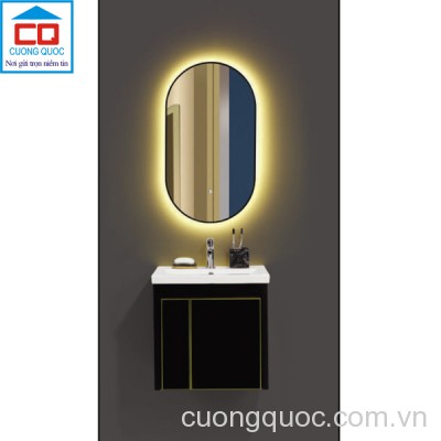 Bộ tủ lavabo thủy tinh và gương đèn led cảm ứng cao cấp QB CABINET $ MIRROR QG5001-QC254-QL932V